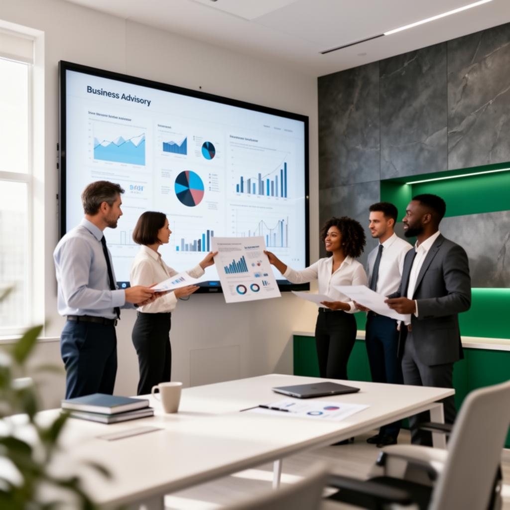 CBS Advisory partners presenting financial insights to a client team
